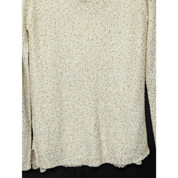 APT. 9! CREAM W/GOLD MINI SEQUINS DROP TAIL "BLOUSE" SWEATER! SZ M - Picture 4 of 8